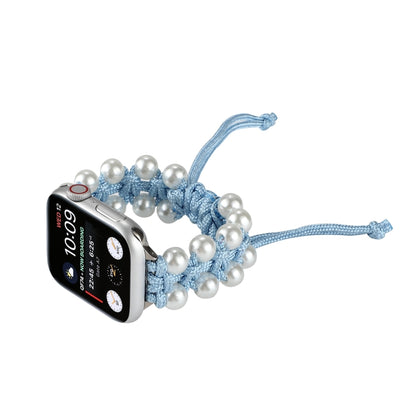 Umbrella Rope Bead Nylon Watch Band For Apple Watch Ultra 49mm&Watch Ultra 2 49mm / Series 9&8&7 45mm / SE 3&SE 2&6&SE&5&4 44mm / 3&2&1 42mm(Light Blue) by buy2fix