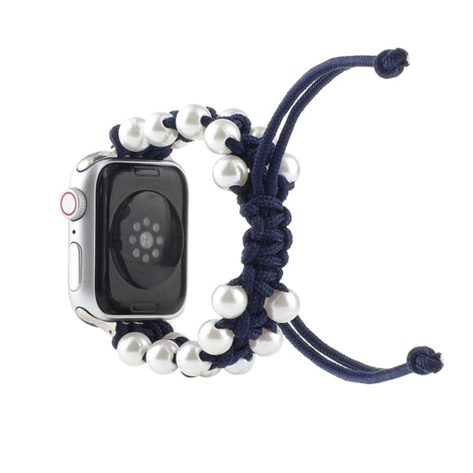Umbrella Rope Bead Nylon Watch Band For Apple Watch Ultra 49mm&Watch Ultra 2 49mm / Series 9&8&7 45mm / SE 3&SE 2&6&SE&5&4 44mm / 3&2&1 42mm(Blue) by buy2fix