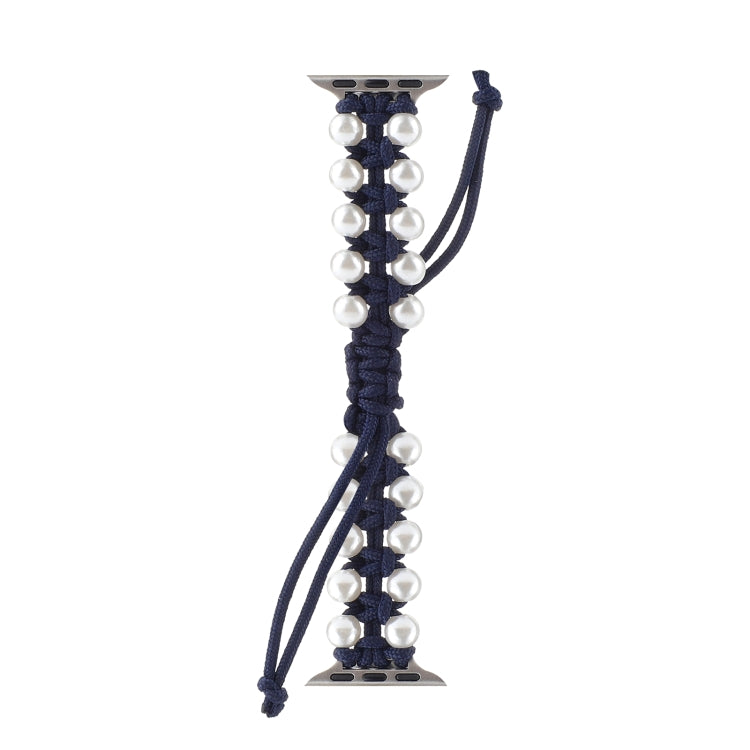 Umbrella Rope Bead Nylon Watch Band For Apple Watch Ultra 49mm&Watch Ultra 2 49mm / Series 9&8&7 45mm / SE 3&SE 2&6&SE&5&4 44mm / 3&2&1 42mm(Blue) by buy2fix