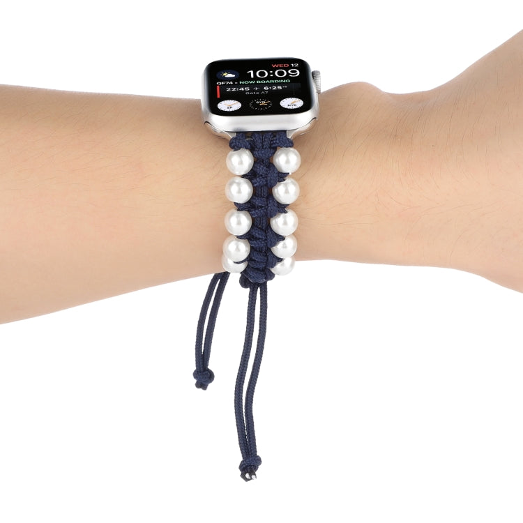Umbrella Rope Bead Nylon Watch Band For Apple Watch Ultra 49mm&Watch Ultra 2 49mm / Series 9&8&7 45mm / SE 3&SE 2&6&SE&5&4 44mm / 3&2&1 42mm(Blue) by buy2fix