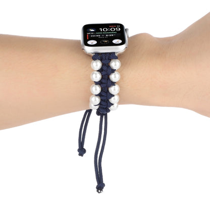 Umbrella Rope Bead Nylon Watch Band For Apple Watch Ultra 49mm&Watch Ultra 2 49mm / Series 9&8&7 45mm / SE 3&SE 2&6&SE&5&4 44mm / 3&2&1 42mm(Blue) by buy2fix