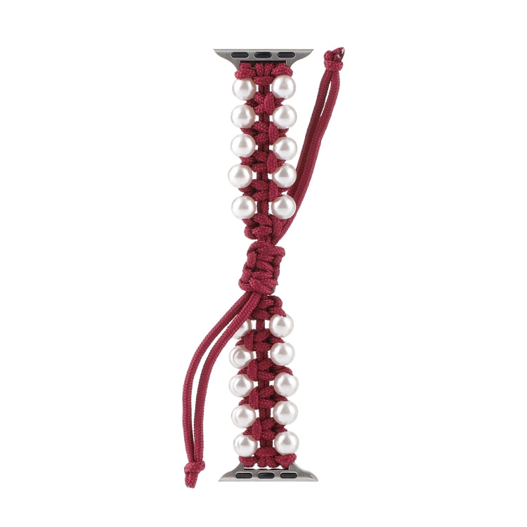 Umbrella Rope Bead Nylon Watch Band For Apple Watch Ultra 49mm&Watch Ultra 2 49mm / Series 9&8&7 45mm / SE 3&SE 2&6&SE&5&4 44mm / 3&2&1 42mm(Red) by buy2fix