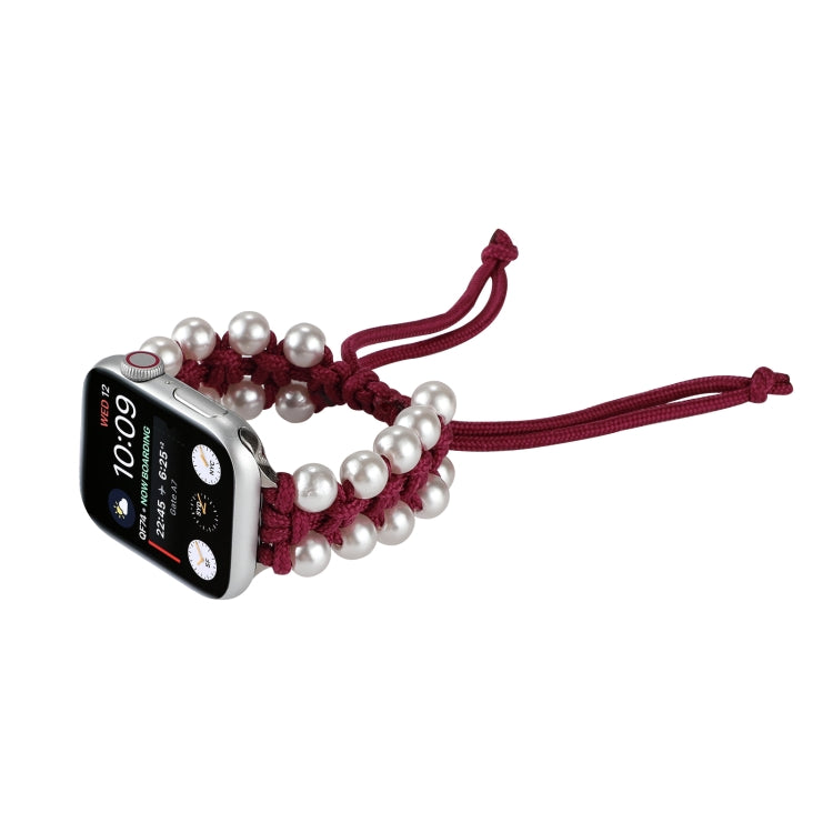 Umbrella Rope Bead Nylon Watch Band For Apple Watch Ultra 49mm&Watch Ultra 2 49mm / Series 9&8&7 45mm / SE 3&SE 2&6&SE&5&4 44mm / 3&2&1 42mm(Red) by buy2fix