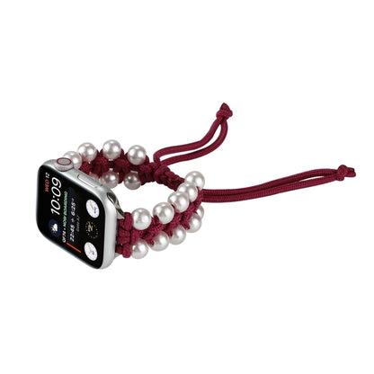 Umbrella Rope Bead Nylon Watch Band For Apple Watch Ultra 49mm&Watch Ultra 2 49mm / Series 9&8&7 45mm / SE 3&SE 2&6&SE&5&4 44mm / 3&2&1 42mm(Red) by buy2fix