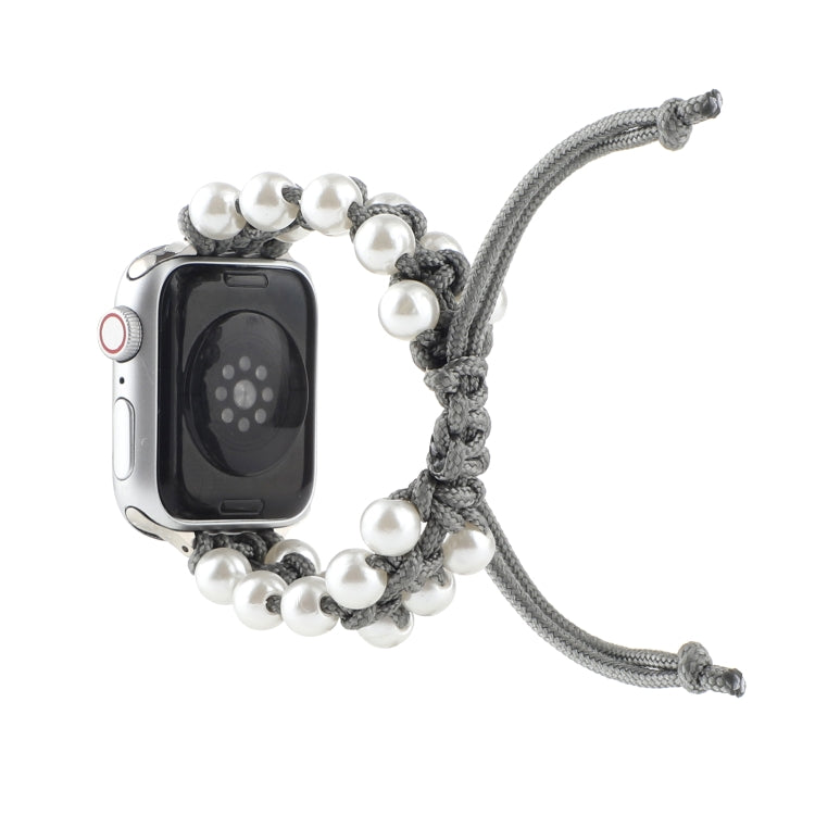 Umbrella Rope Bead Nylon Watch Band For Apple Watch Ultra 49mm&Watch Ultra 2 49mm / Series 9&8&7 45mm / SE 3&SE 2&6&SE&5&4 44mm / 3&2&1 42mm(Gray) by buy2fix