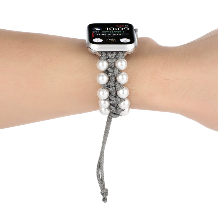 Umbrella Rope Bead Nylon Watch Band For Apple Watch Ultra 49mm&Watch Ultra 2 49mm / Series 9&8&7 45mm / SE 3&SE 2&6&SE&5&4 44mm / 3&2&1 42mm(Gray) by buy2fix