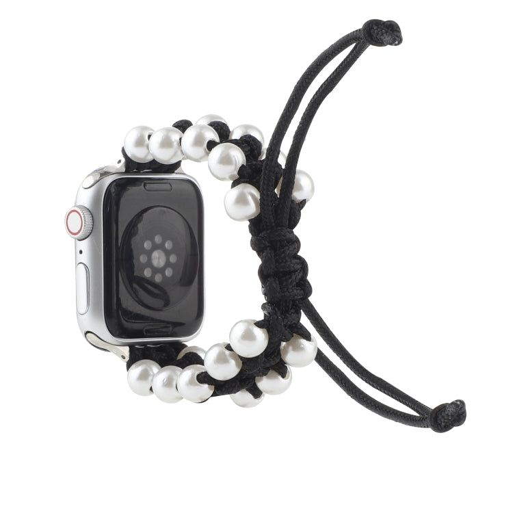 Umbrella Rope Bead Nylon Watch Band For Apple Watch Ultra 49mm&Watch Ultra 2 49mm / Series 9&8&7 45mm / SE 3&SE 2&6&SE&5&4 44mm / 3&2&1 42mm(Black) by buy2fix
