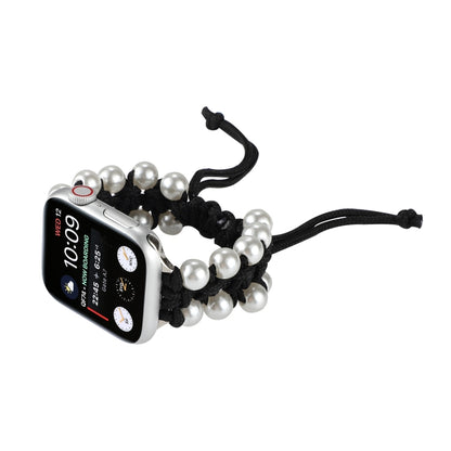 Umbrella Rope Bead Nylon Watch Band For Apple Watch Ultra 49mm&Watch Ultra 2 49mm / Series 9&8&7 45mm / SE 3&SE 2&6&SE&5&4 44mm / 3&2&1 42mm(Black) by buy2fix