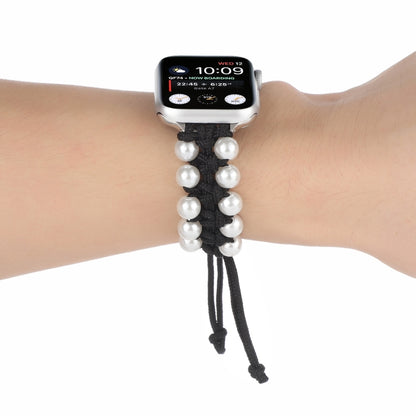 Umbrella Rope Bead Nylon Watch Band For Apple Watch Ultra 49mm&Watch Ultra 2 49mm / Series 9&8&7 45mm / SE 3&SE 2&6&SE&5&4 44mm / 3&2&1 42mm(Black) by buy2fix