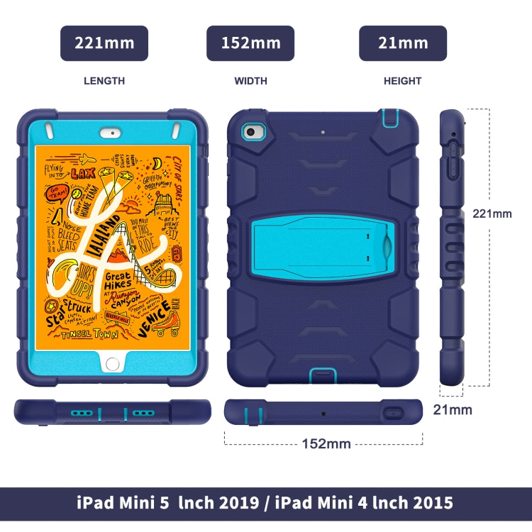 3-Layer Protection Screen Frame + PC + Silicone Shockproof Combination Case with Holder For iPad mini 5 / 4(NavyBlue + Blue) - iPad mini (2019) / mini 5 Cases by buy2fix | Online Shopping UK | buy2fix