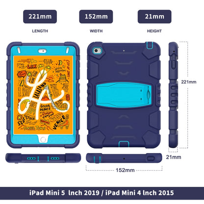 3-Layer Protection Screen Frame + PC + Silicone Shockproof Combination Case with Holder For iPad mini 5 / 4(NavyBlue + Blue) - iPad mini (2019) / mini 5 Cases by buy2fix | Online Shopping UK | buy2fix