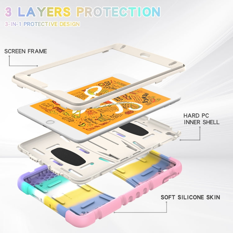 3-Layer Protection Screen Frame + PC + Silicone Shockproof Combination Case with Holder For iPad mini 5 / 4(Colorful Pink) - iPad mini (2019) / mini 5 Cases by buy2fix | Online Shopping UK | buy2fix