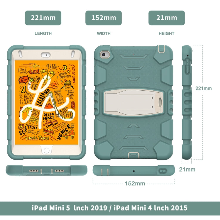 3-Layer Protection Screen Frame + PC + Silicone Shockproof Combination Case with Holder For iPad mini 5 / 4(Emerald Green) - iPad mini (2019) / mini 5 Cases by buy2fix | Online Shopping UK | buy2fix