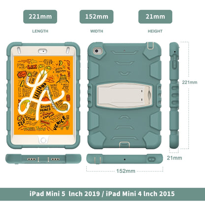 3-Layer Protection Screen Frame + PC + Silicone Shockproof Combination Case with Holder For iPad mini 5 / 4(Emerald Green) - iPad mini (2019) / mini 5 Cases by buy2fix | Online Shopping UK | buy2fix