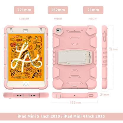 3-Layer Protection Screen Frame + PC + Silicone Shockproof Combination Case with Holder For iPad mini 5 / 4(Cherry Blossoms Pink) - iPad mini (2019) / mini 5 Cases by buy2fix | Online Shopping UK | buy2fix