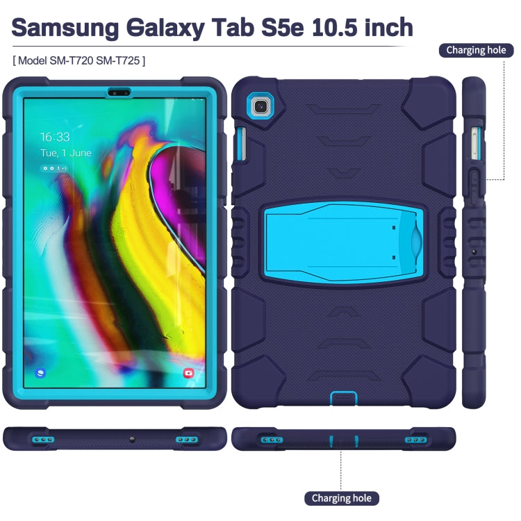 3-Layer Protection Screen Frame + PC + Silicone Shockproof Combination Case with Holder For Samsung Galaxy Tab S5e T720(NavyBlue + Blue) - Tab S5E 10.5 T720 / T725 by buy2fix | Online Shopping UK | buy2fix