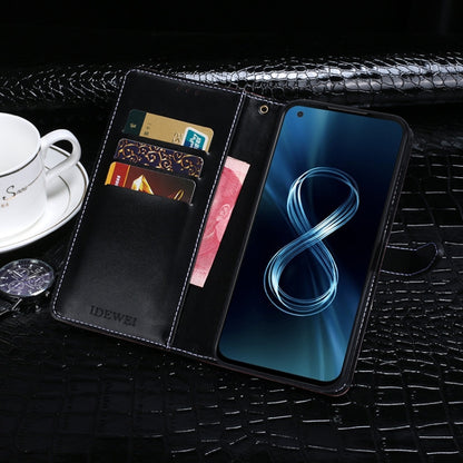 For ASUS Zenfone 8 / ZS590KS idewei Crocodile Texture Horizontal Flip Leather Case with Holder & Card Slots & Wallet(Dark Blue) - ASUS Cases by idewei | Online Shopping UK | buy2fix