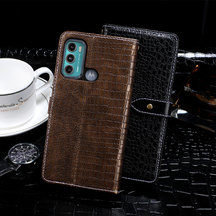 For Motorola Moto G60 / Moto G40 Fusion idewei Crocodile Texture Horizontal Flip Leather Case with Holder & Card Slots & Wallet(Black) - Motorola Cases by idewei | Online Shopping UK | buy2fix