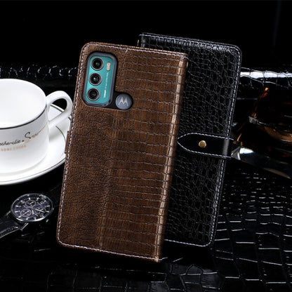 For Motorola Moto G60 / Moto G40 Fusion idewei Crocodile Texture Horizontal Flip Leather Case with Holder & Card Slots & Wallet(Black) - Motorola Cases by idewei | Online Shopping UK | buy2fix