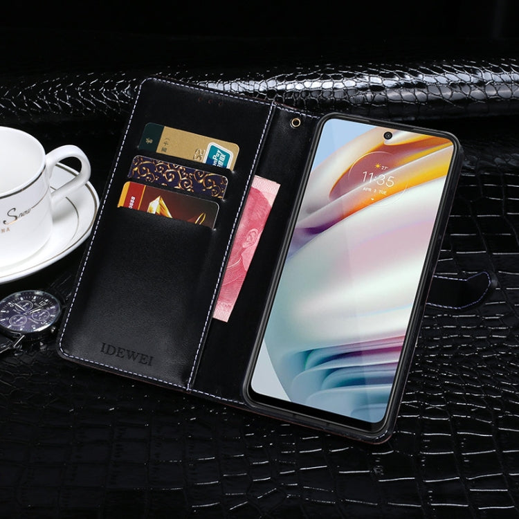 For Motorola Moto G60 / Moto G40 Fusion idewei Crocodile Texture Horizontal Flip Leather Case with Holder & Card Slots & Wallet(Black) - Motorola Cases by idewei | Online Shopping UK | buy2fix