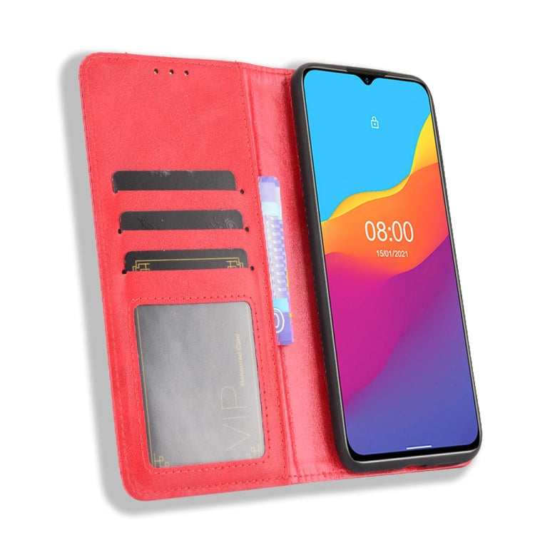 For Ulefone Note 10 Magnetic Buckle Retro Crazy Horse Texture Horizontal Flip Leather Case with Holder & Card Slots & Photo Frame(Red) by buy2fix