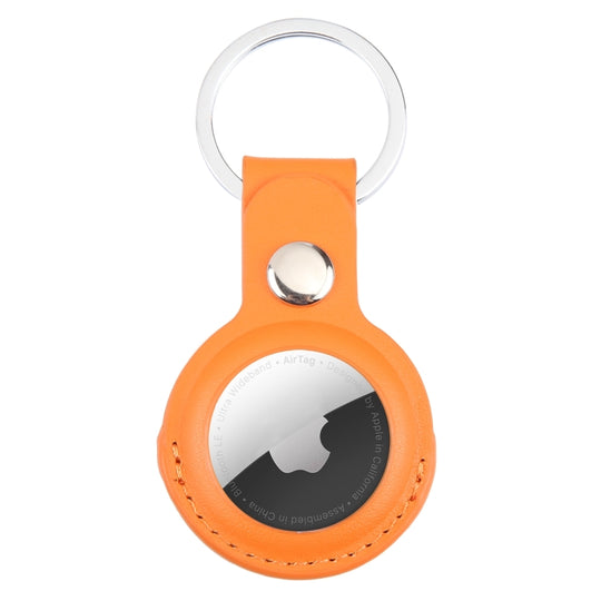 For AirTag 2nd Gen / AirTag 1st Gen Shockproof Anti-scratch Leather Protective Case Cover with Hang Loop Key Chain(Orange)