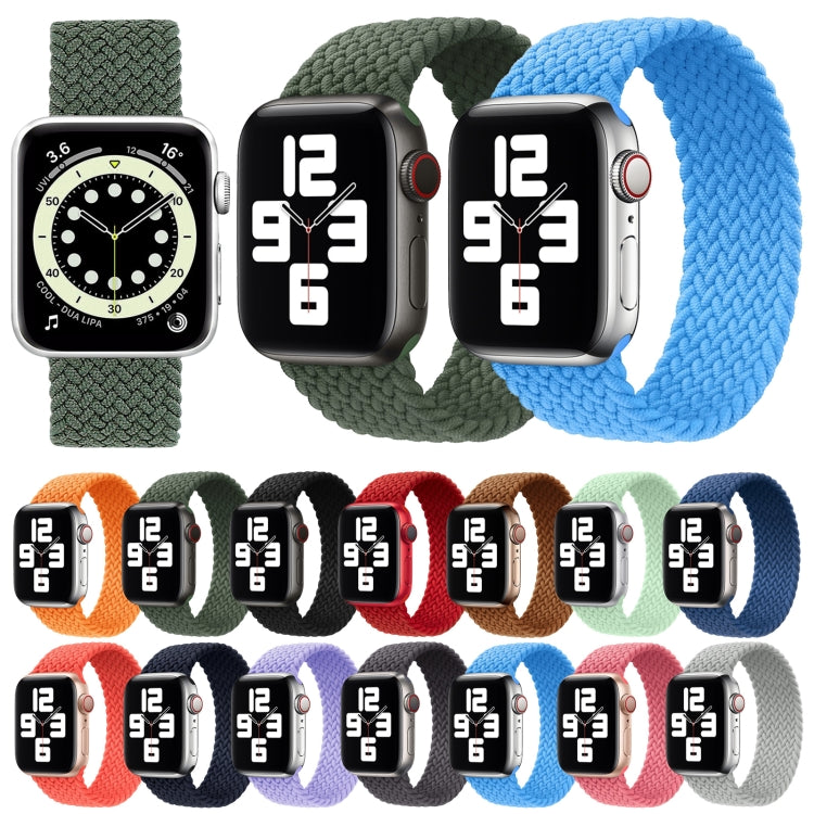 Metal Head Braided Nylon Solid Color Watch Band For Apple Watch Ultra 49mm&Watch Ultra 2 49mm / Series 9&8&7 45mm / SE 3&SE 2&6&SE&5&4 44mm / 3&2&1 42mm, Size:M 155mm(Dark Olive Green) by buy2fix