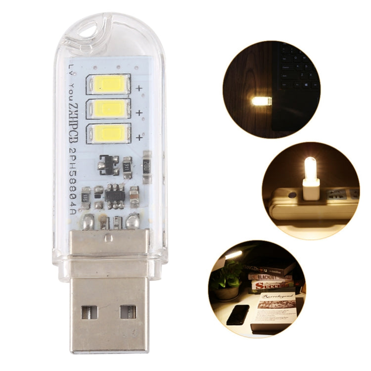 3W 3LEDs 5V 80LM USB LED Book Light Portable Night Light White Light - USB Light by buy2fix | Online Shopping UK | buy2fix