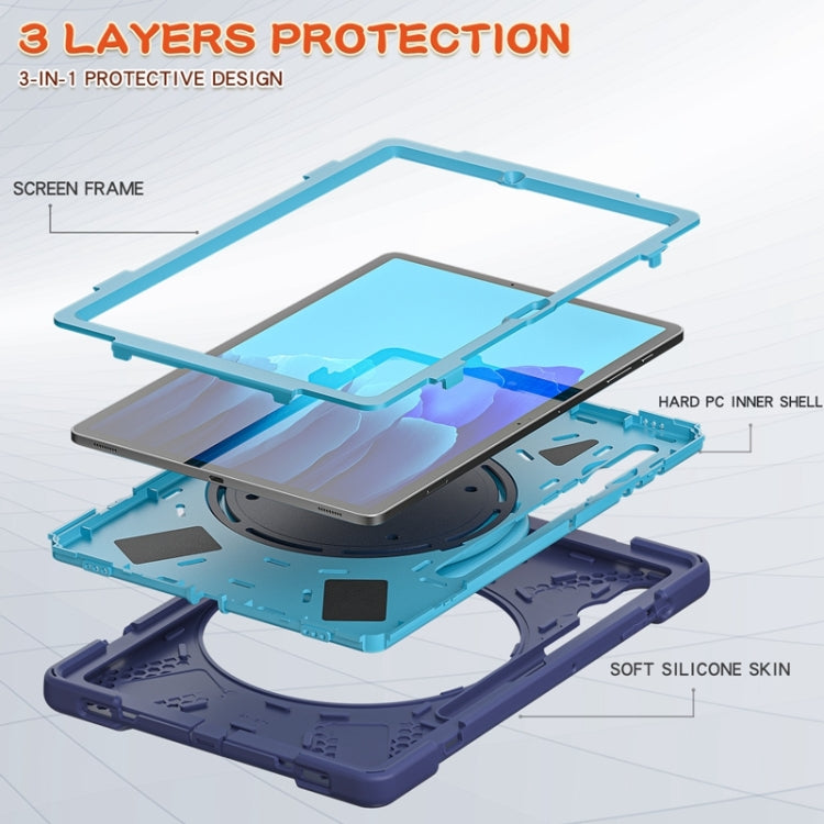 For Samsung Galaxy Tab S8+ / Tab S8 Plus / Tab S7 FE / Tab S7+ T970/T975 Silicone + PC Protective Case with Holder & Shoulder Strap(NavyBlue+Blue) by buy2fix