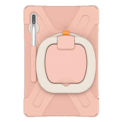 For Samsung Galaxy Tab S8+ / Tab S8 Plus / Tab S7 FE / Tab S7+ T970/T975 Silicone + PC Protective Case with Holder & Shoulder Strap(Rose Gold) by buy2fix