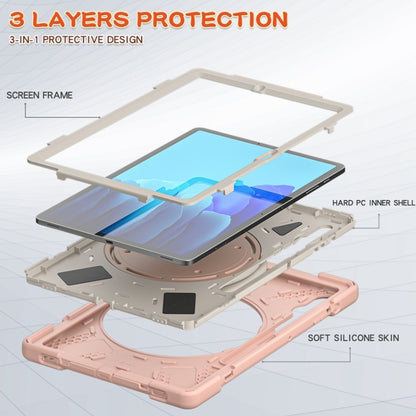 For Samsung Galaxy Tab S8+ / Tab S8 Plus / Tab S7 FE / Tab S7+ T970/T975 Silicone + PC Protective Case with Holder & Shoulder Strap(Rose Gold) by buy2fix