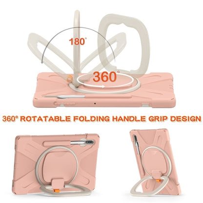 For Samsung Galaxy Tab S8+ / Tab S8 Plus / Tab S7 FE / Tab S7+ T970/T975 Silicone + PC Protective Case with Holder & Shoulder Strap(Rose Gold) by buy2fix