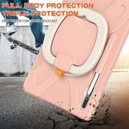 For Samsung Galaxy Tab S8+ / Tab S8 Plus / Tab S7 FE / Tab S7+ T970/T975 Silicone + PC Protective Case with Holder & Shoulder Strap(Rose Gold) by buy2fix