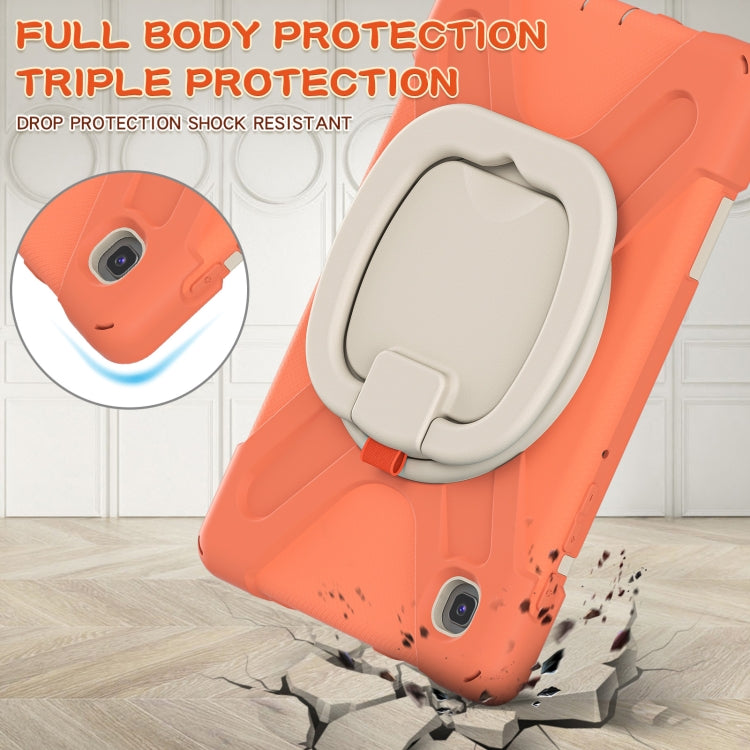 For Samsung Galaxy Tab A7 Lite T220 / T225 Silicone + PC Protective Case with Holder & Shoulder Strap(Coral Orange) - Tab A7 Lite T220 / T225 by buy2fix | Online Shopping UK | buy2fix