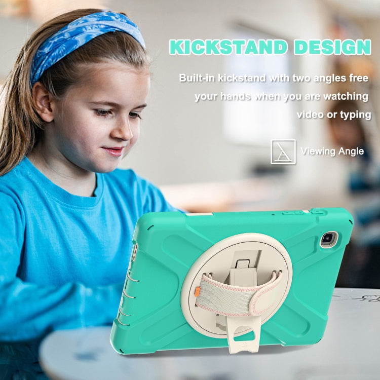 For Samsung Galaxy Tab A7 Lite T220 / T225 Silicone + PC Protective Case with Holder & Shoulder Strap(Mint Green) - Tab A7 Lite T220 / T225 by buy2fix | Online Shopping UK | buy2fix
