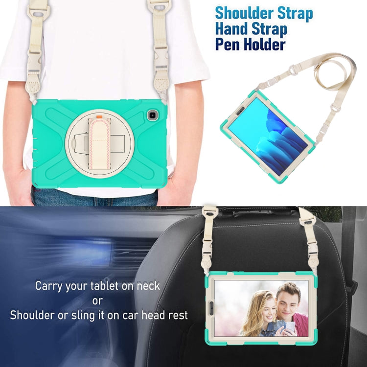For Samsung Galaxy Tab A7 Lite T220 / T225 Silicone + PC Protective Case with Holder & Shoulder Strap(Mint Green) - Tab A7 Lite T220 / T225 by buy2fix | Online Shopping UK | buy2fix