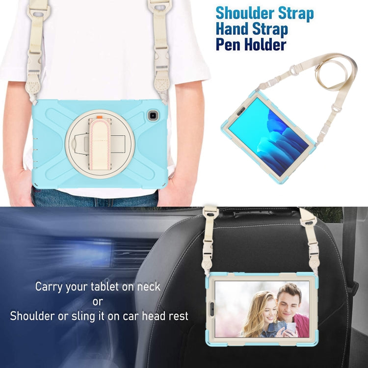 For Samsung Galaxy Tab A7 Lite T220 / T225 Silicone + PC Protective Case with Holder & Shoulder Strap(Ice Blue) - Tab A7 Lite T220 / T225 by buy2fix | Online Shopping UK | buy2fix