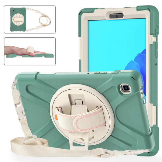 For Samsung Galaxy Tab A7 Lite T220 / T225 Silicone + PC Protective Case with Holder & Shoulder Strap(Emerald Green) - Tab A7 Lite T220 / T225 by buy2fix | Online Shopping UK | buy2fix