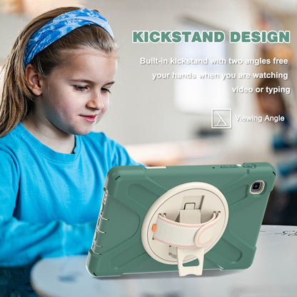 For Samsung Galaxy Tab A7 Lite T220 / T225 Silicone + PC Protective Case with Holder & Shoulder Strap(Emerald Green) - Tab A7 Lite T220 / T225 by buy2fix | Online Shopping UK | buy2fix