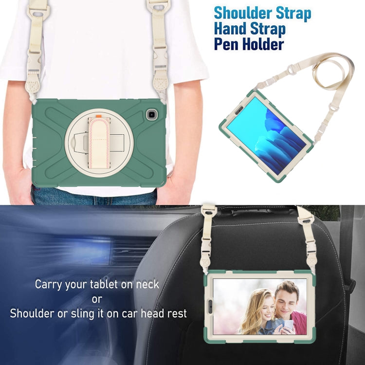 For Samsung Galaxy Tab A7 Lite T220 / T225 Silicone + PC Protective Case with Holder & Shoulder Strap(Emerald Green) - Tab A7 Lite T220 / T225 by buy2fix | Online Shopping UK | buy2fix