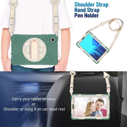 For Samsung Galaxy Tab A7 Lite T220 / T225 Silicone + PC Protective Case with Holder & Shoulder Strap(Emerald Green) - Tab A7 Lite T220 / T225 by buy2fix | Online Shopping UK | buy2fix