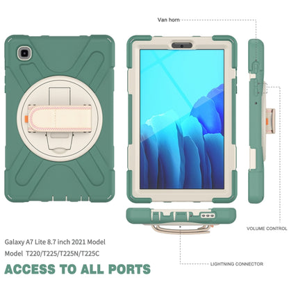 For Samsung Galaxy Tab A7 Lite T220 / T225 Silicone + PC Protective Case with Holder & Shoulder Strap(Emerald Green) - Tab A7 Lite T220 / T225 by buy2fix | Online Shopping UK | buy2fix