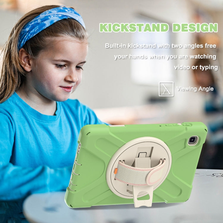 For Samsung Galaxy Tab A7 Lite T220 / T225 Silicone + PC Protective Case with Holder & Shoulder Strap(Matcha Green) - Tab A7 Lite T220 / T225 by buy2fix | Online Shopping UK | buy2fix