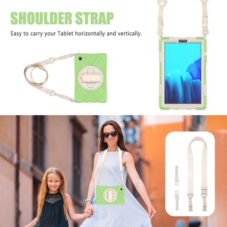 For Samsung Galaxy Tab A7 Lite T220 / T225 Silicone + PC Protective Case with Holder & Shoulder Strap(Matcha Green) - Tab A7 Lite T220 / T225 by buy2fix | Online Shopping UK | buy2fix