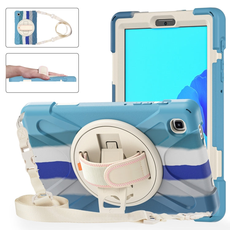 For Samsung Galaxy Tab A7 Lite T220 / T225 Silicone + PC Protective Case with Holder & Shoulder Strap(Colorful Blue) - Tab A7 Lite T220 / T225 by buy2fix | Online Shopping UK | buy2fix