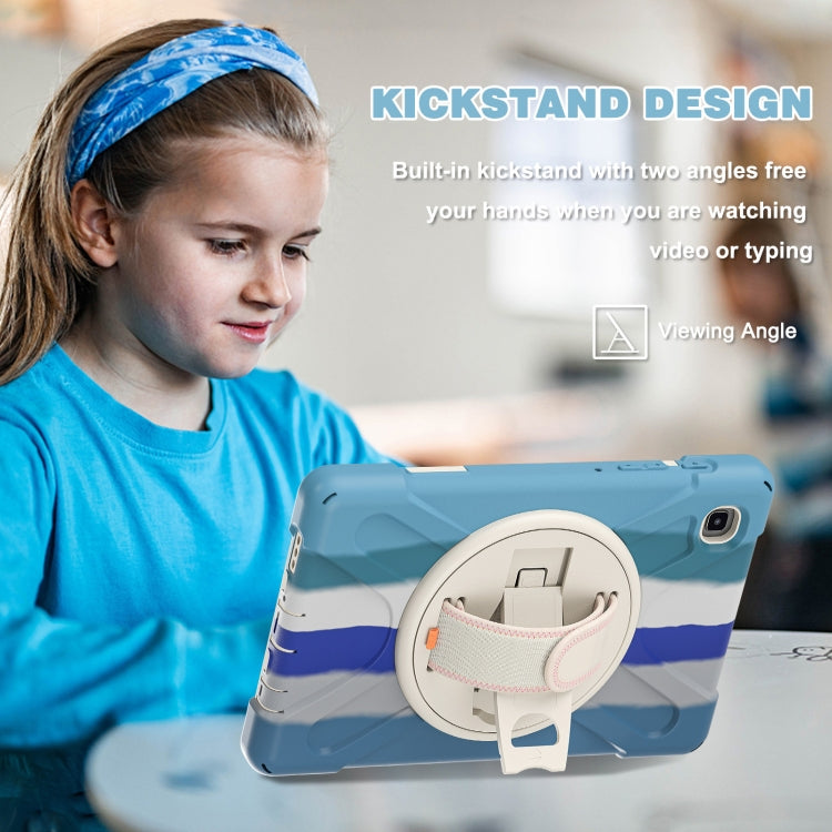 For Samsung Galaxy Tab A7 Lite T220 / T225 Silicone + PC Protective Case with Holder & Shoulder Strap(Colorful Blue) - Tab A7 Lite T220 / T225 by buy2fix | Online Shopping UK | buy2fix