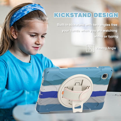 For Samsung Galaxy Tab A7 Lite T220 / T225 Silicone + PC Protective Case with Holder & Shoulder Strap(Colorful Blue) - Tab A7 Lite T220 / T225 by buy2fix | Online Shopping UK | buy2fix