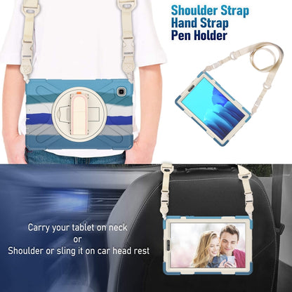 For Samsung Galaxy Tab A7 Lite T220 / T225 Silicone + PC Protective Case with Holder & Shoulder Strap(Colorful Blue) - Tab A7 Lite T220 / T225 by buy2fix | Online Shopping UK | buy2fix