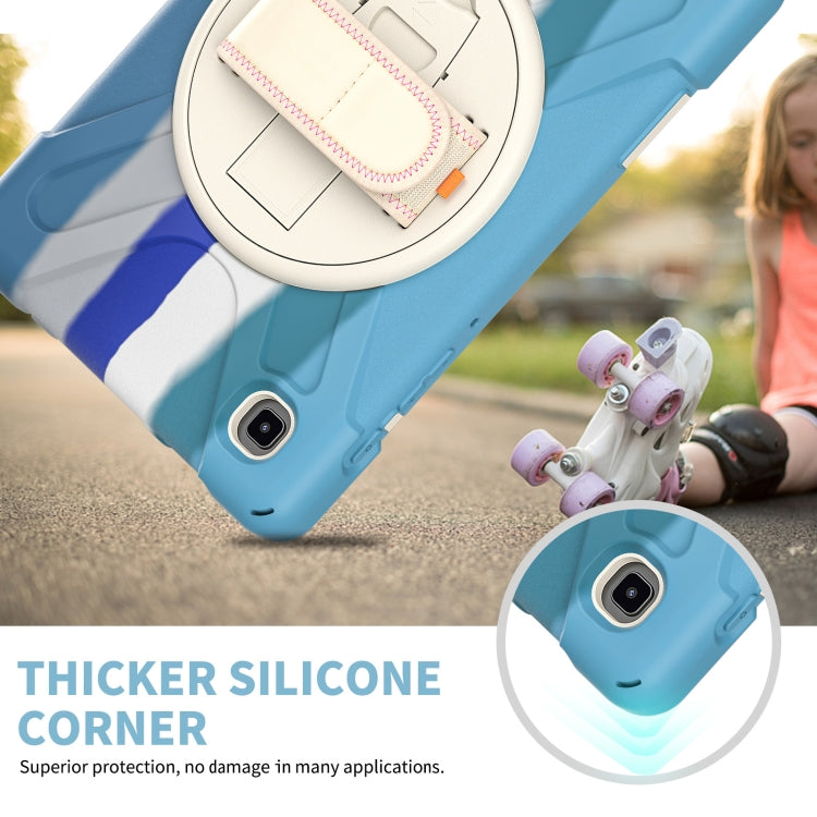 For Samsung Galaxy Tab A7 Lite T220 / T225 Silicone + PC Protective Case with Holder & Shoulder Strap(Colorful Blue) - Tab A7 Lite T220 / T225 by buy2fix | Online Shopping UK | buy2fix