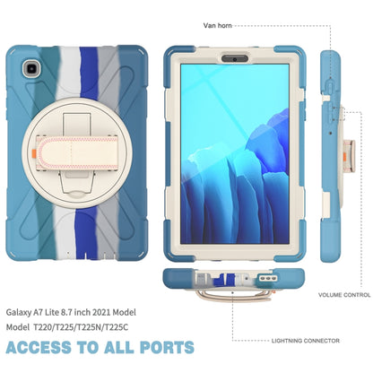 For Samsung Galaxy Tab A7 Lite T220 / T225 Silicone + PC Protective Case with Holder & Shoulder Strap(Colorful Blue) - Tab A7 Lite T220 / T225 by buy2fix | Online Shopping UK | buy2fix
